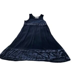 Vtg Studio Ease Velvet Stretch Maxi Dress Womens 16 Black Sleeveless Cocktail